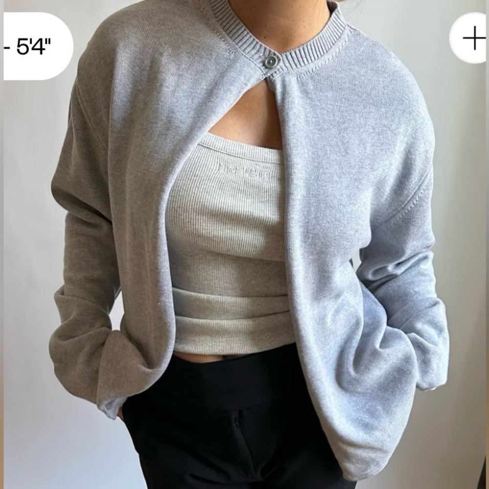 Djerf Avenue Button Up Cardigan Grey Melange